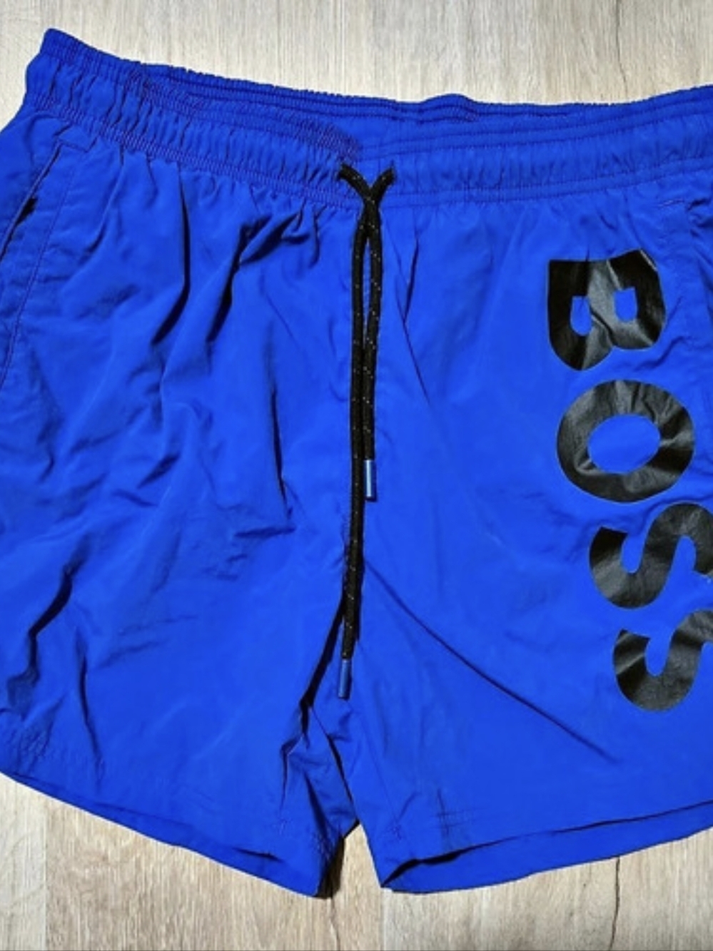 Hugo Boss Hugo Boss Men Blue Oversized Logo Swim Trunks Shorts L NWOT